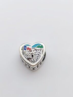 Pandora Texas Blue Bonnet Flag Charm Heart Bead S925 Silver with box
